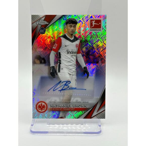 2025 Topps Chrome Bundesliga Nathaniel Brown Rookie Logofractor Auto 20/52 SP - Picture 1 of 2